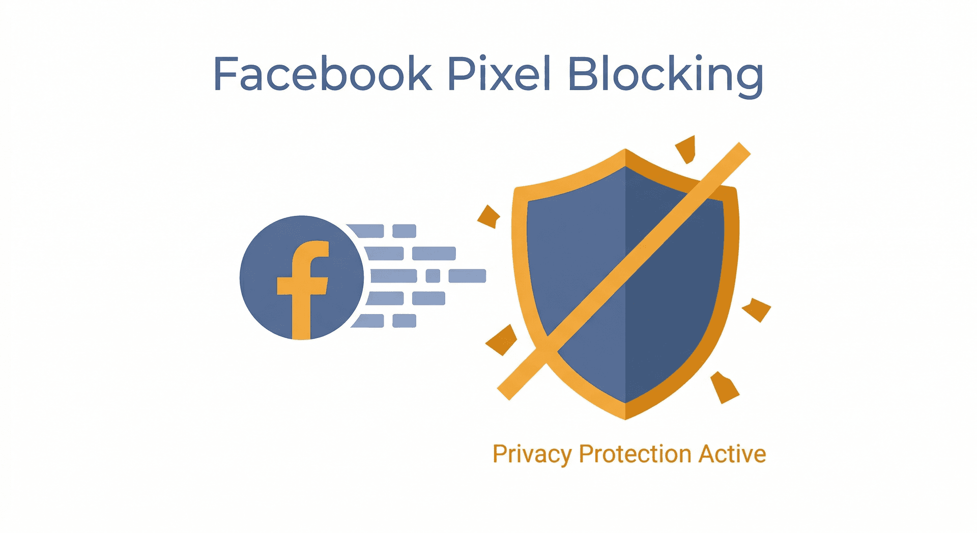 Facebook icon next to a shield that blocks its data