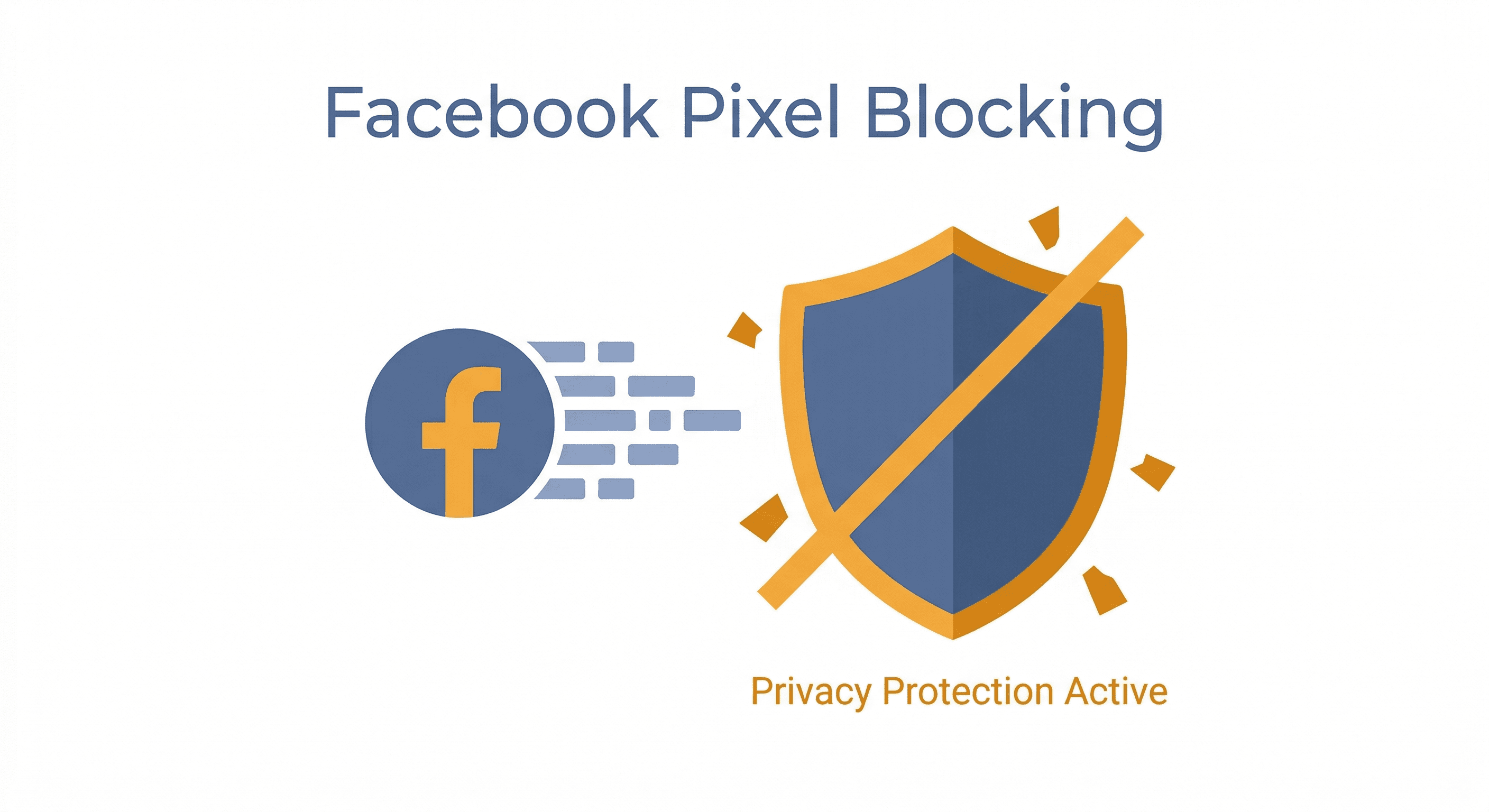 Facebook icon next to a shield that blocks its data